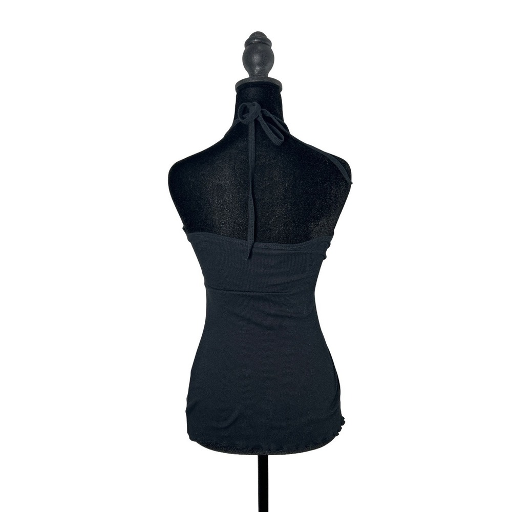 Banana Olive Y2K Black Rhinestone beaded Halter Top Medium Made in USA - Picture 3 of 5